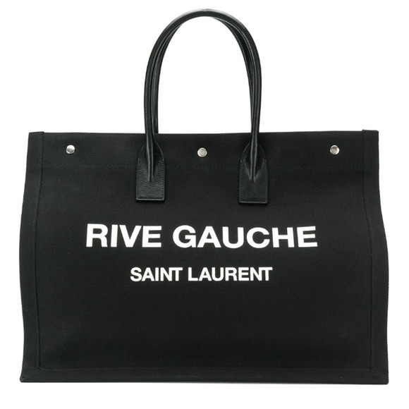 $1990 NEW YSL Saint Laurent LARGE Rive Gauche Black Summer Linen Tote Beach Bag - Picture 1 of 12
